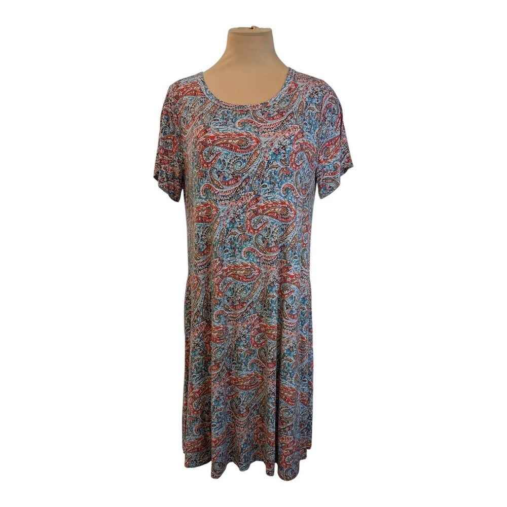 Korsis Swing T-Shirt Jersey Dress Paisley Size XL Casual Flowy Comfort Pockets
